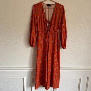 ASOS long sleeve tie-front jumpsuit romper size 8